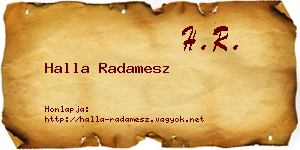 Halla Radamesz névjegykártya